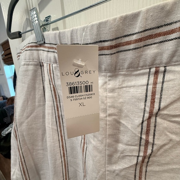 Lou & Grey Linen Blend Striped Wide Leg Pants XL Neutral Summer NWT - Picture 3 of 6